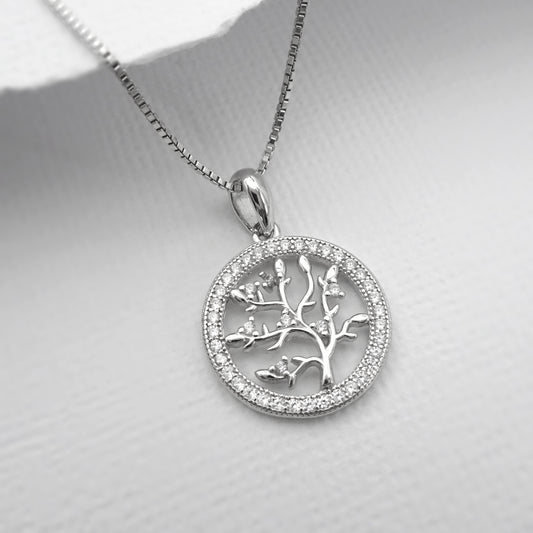 tree of life cubic zirconia necklace