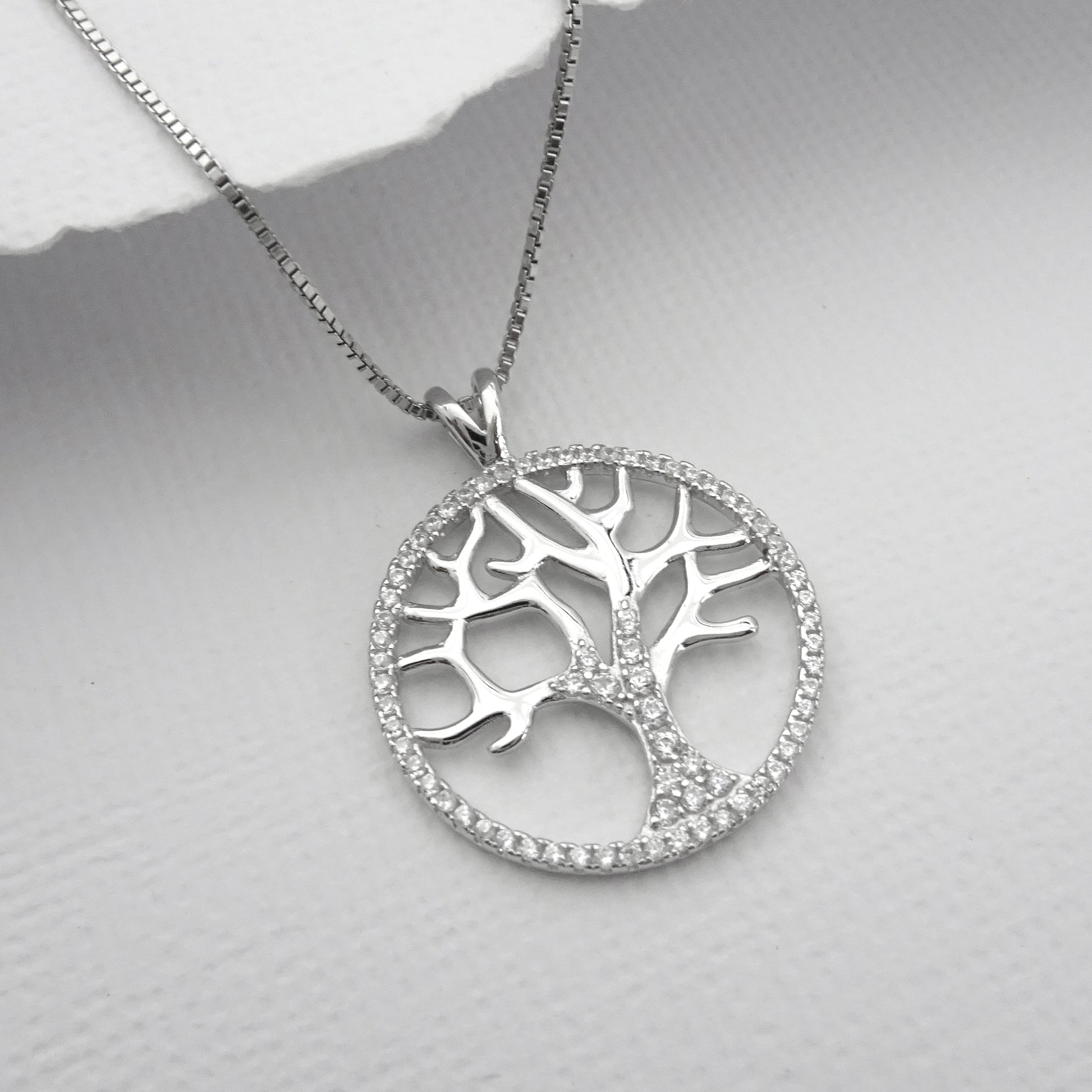 tree of life cubic zirconia necklace