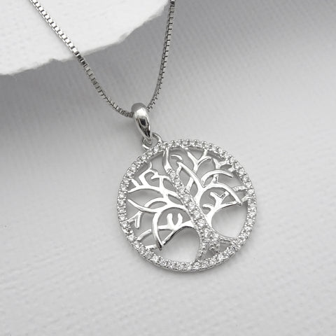 tree of life cubic zirconia necklace