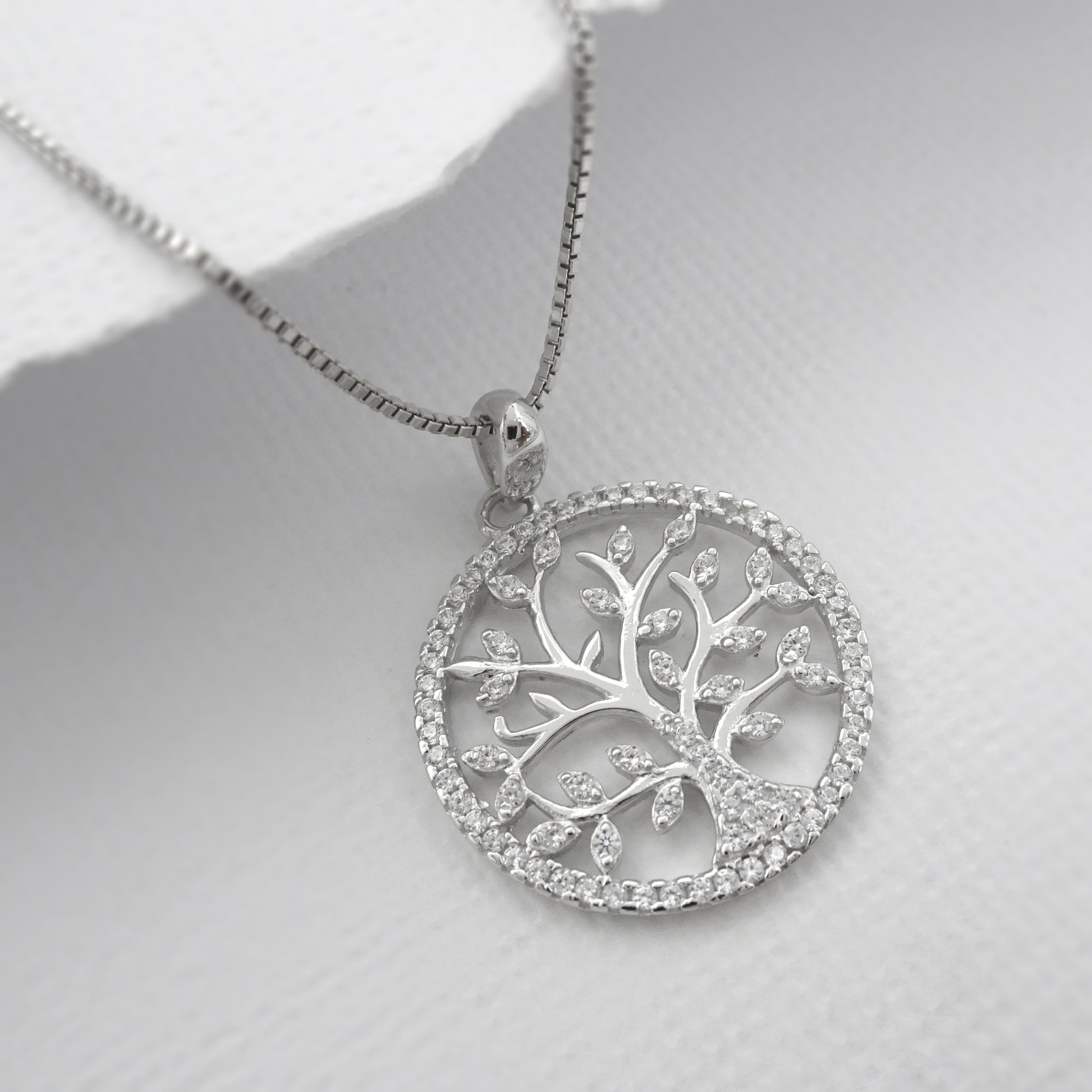 tree of life cubic zirconia necklace