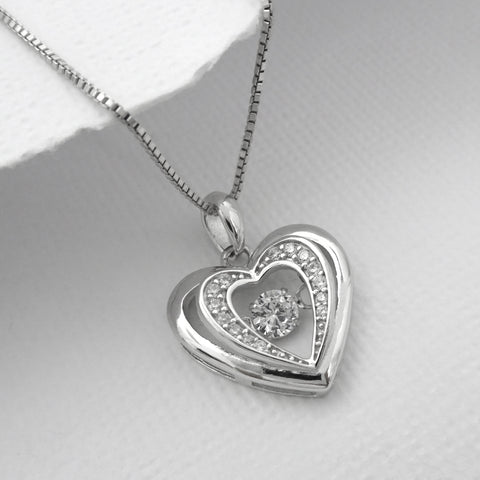 heart with cz stone necklace