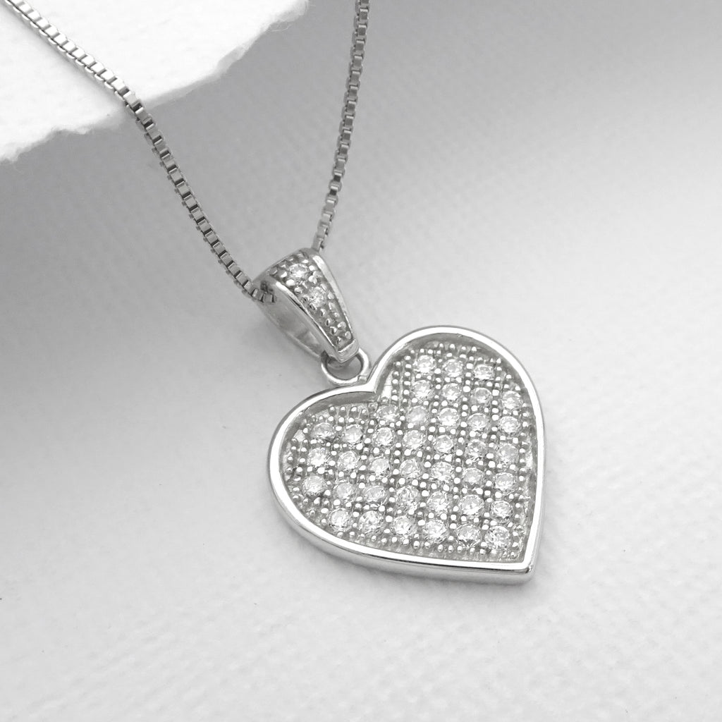 cubic zirconia sterling silver heart necklace