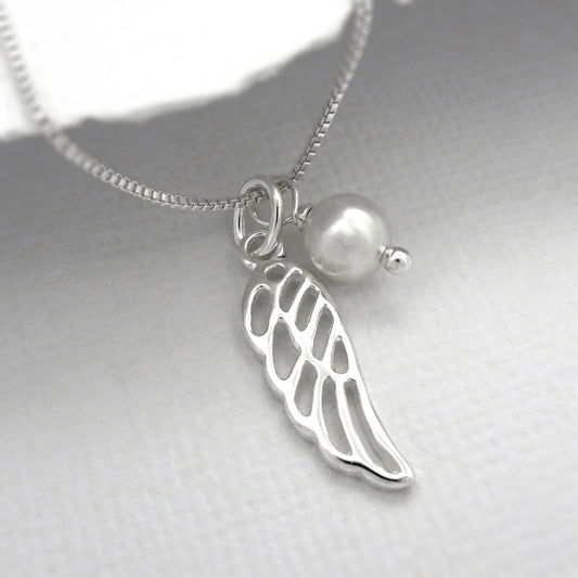 wing necklace with white pearl