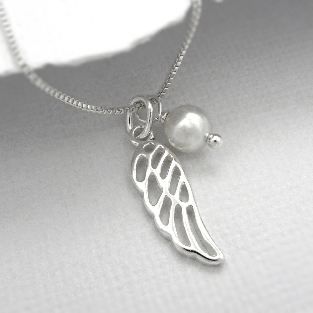 wing necklace with white pearl