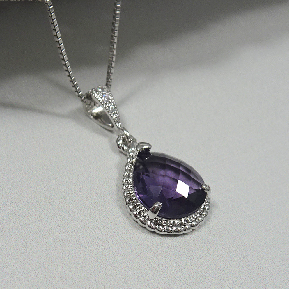 Dark Purple Framed Glass Necklace