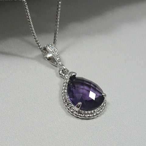 Dark Purple Framed Glass Necklace