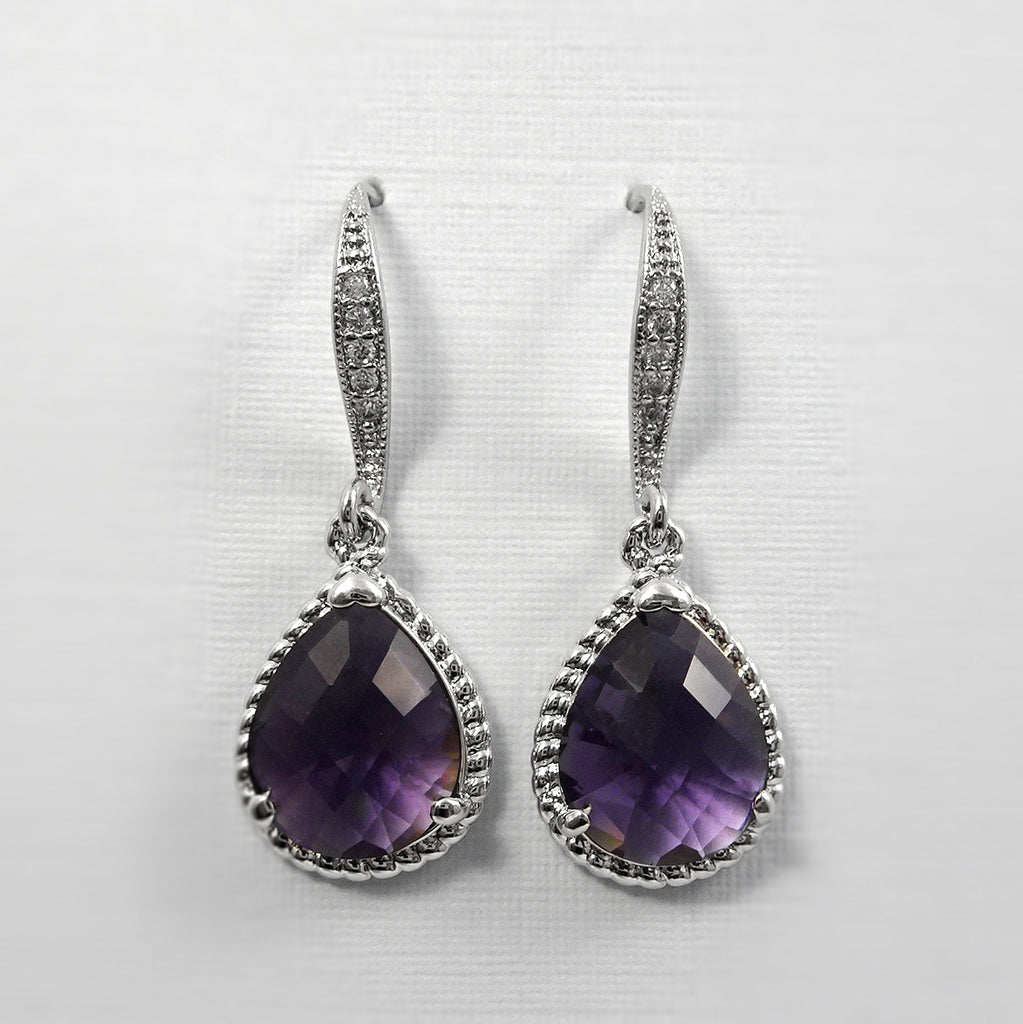 Dark Purple Glass Earrings