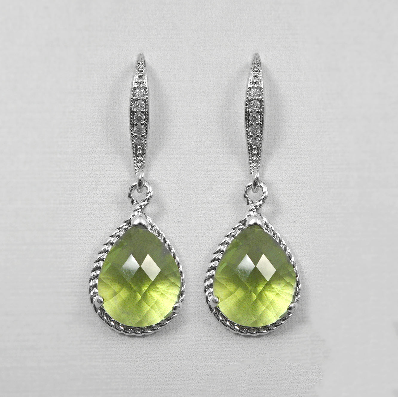 lime green framed glass earrings