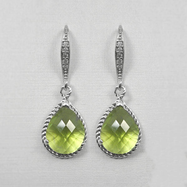 lime green framed glass earrings