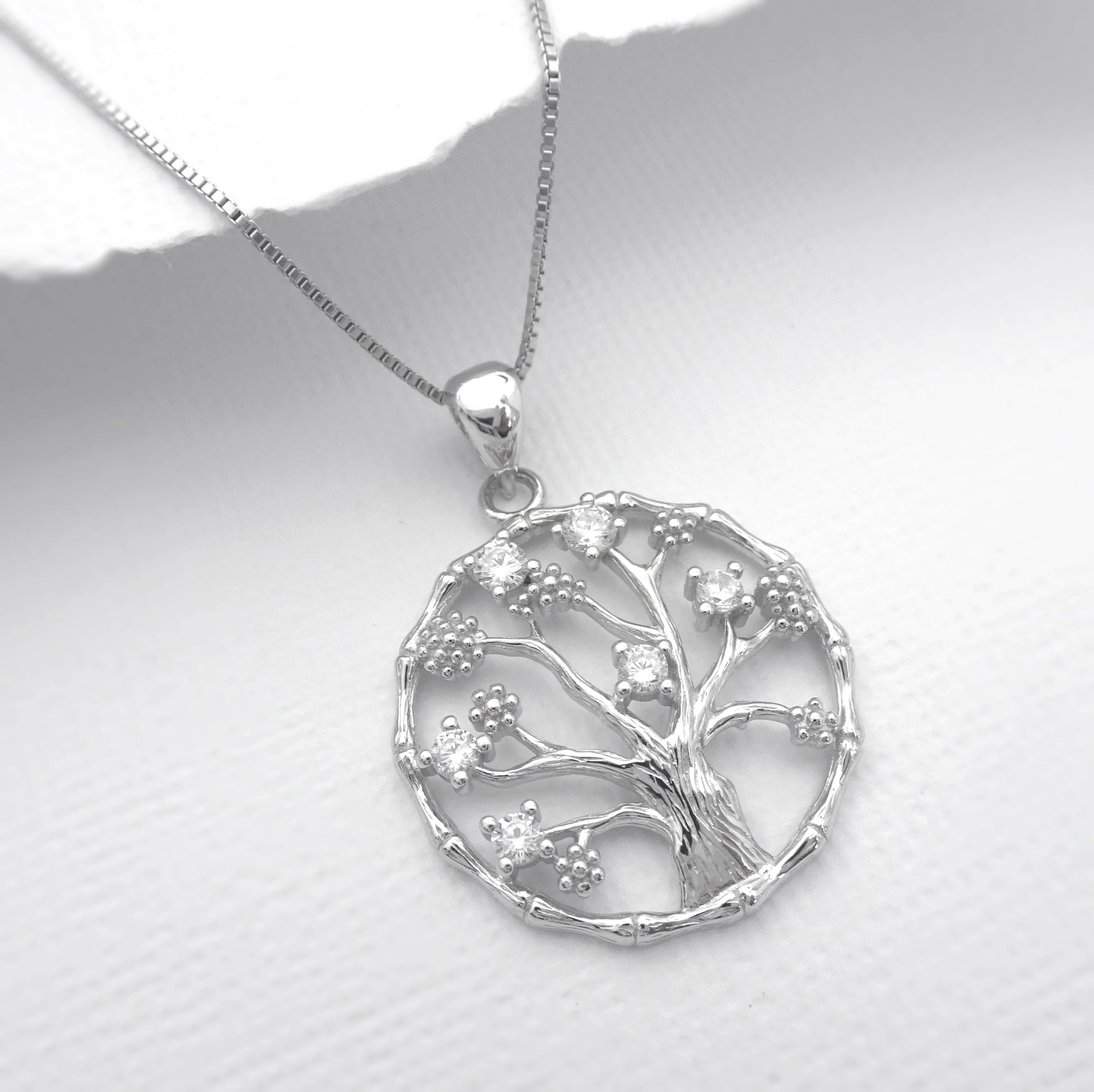 tree of life cubic zirconia necklace