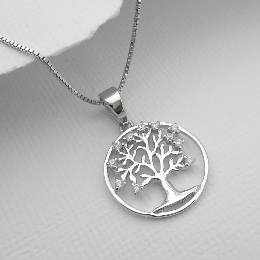 tree of life cubic zirconia necklace