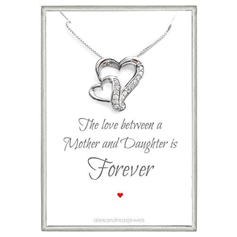 mother and daughter double heart necklace