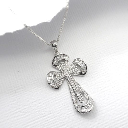 cubic zirconia cross necklace