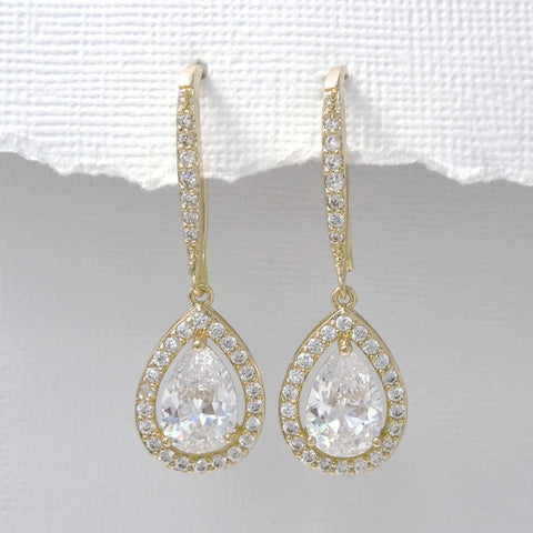 gold drop crystal dangle earrings