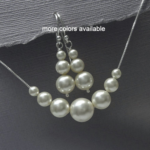 ivory pearl floating pearl necklace and earrings
