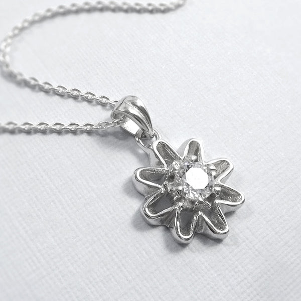 cubic zirconia flower necklace