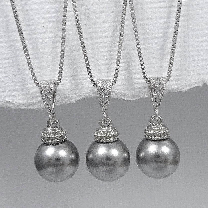 grey 10mm pearl necklace