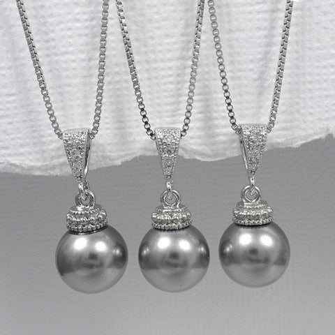 grey 10mm pearl necklace
