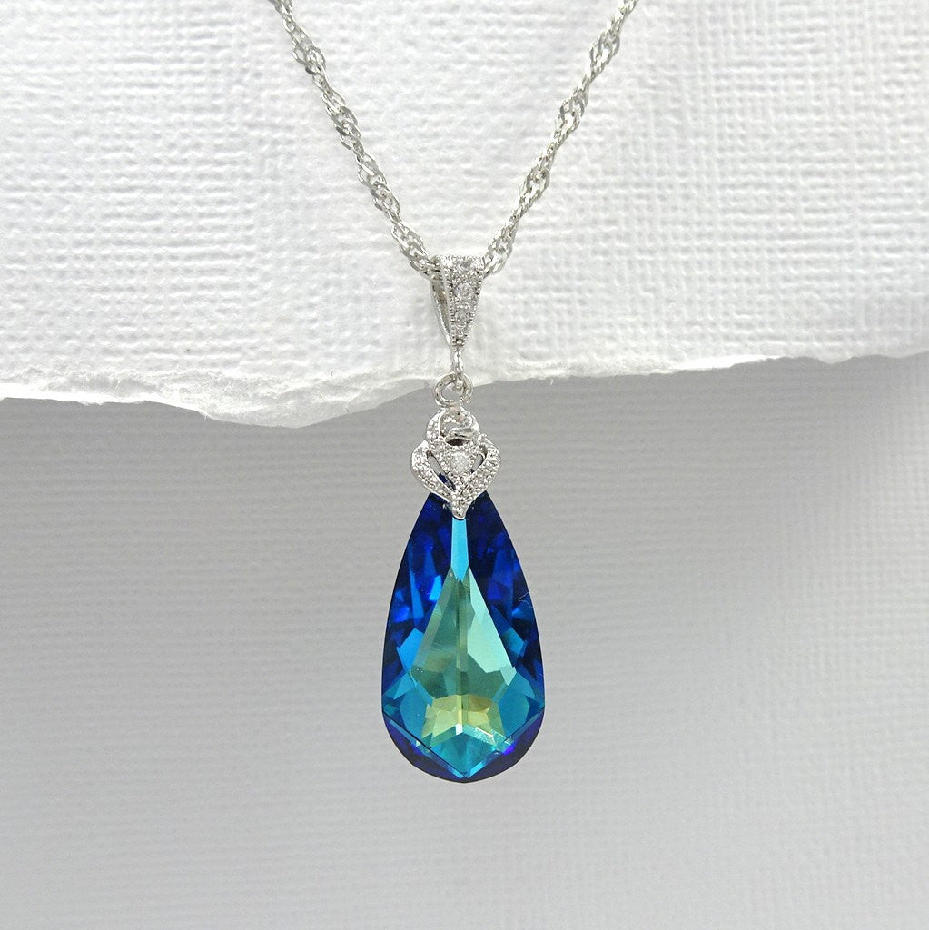 Blue Crystal Necklace Pendant