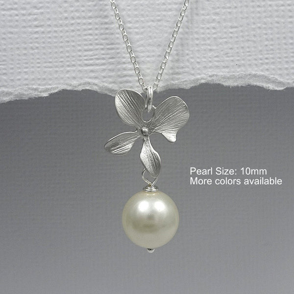 ivory pearl and orchid necklace