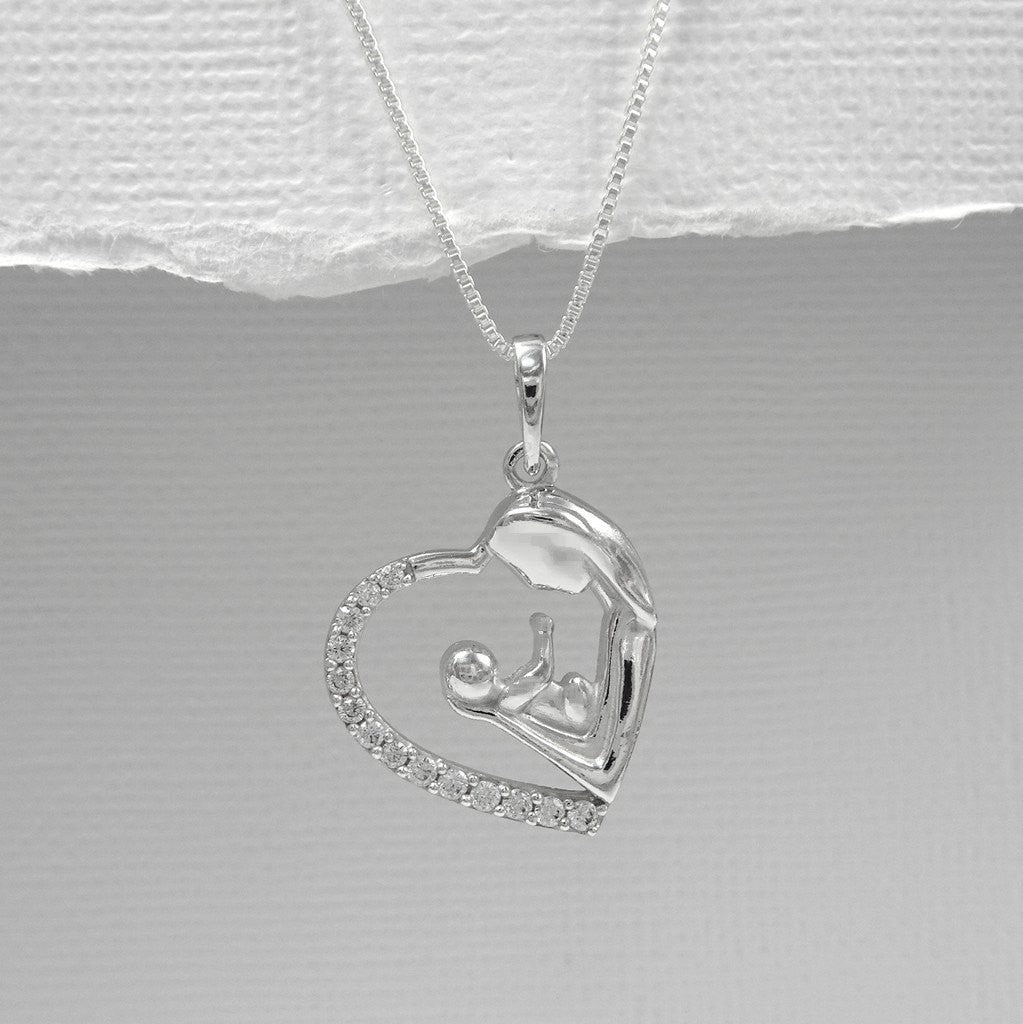 mother and child heart necklace