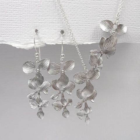 cascade orchid necklace and earrings set