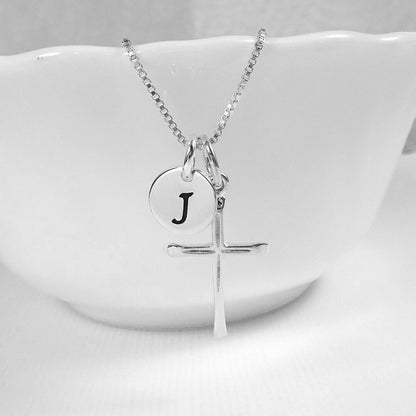 Personalized Sterling Silver Cross Necklace