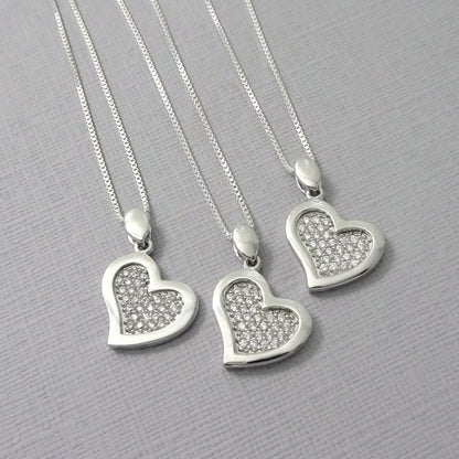 Sterling Silver CZ Heart Necklace