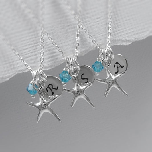 Personalized Sterling Silver Starfish Necklace