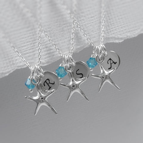 Personalized Sterling Silver Starfish Necklace