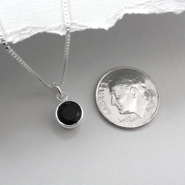 Tiny Sterling Silver Black Onyx Necklace