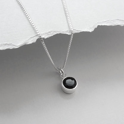 Tiny Sterling Silver Black Onyx Disc Necklace