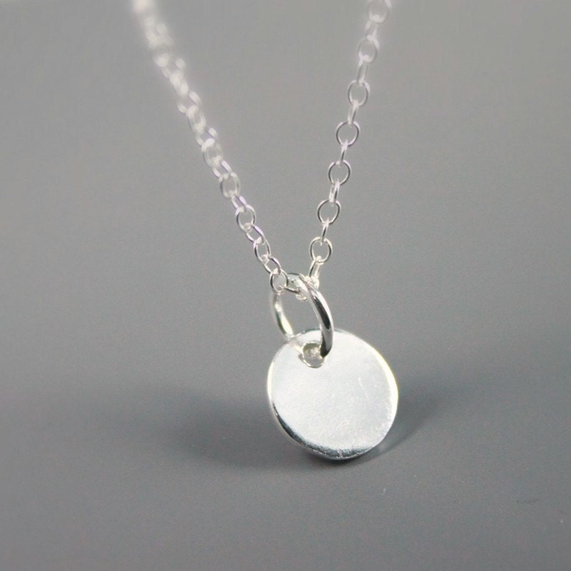 Small Sterling Silver Circle Necklace Tiny Silver Disc