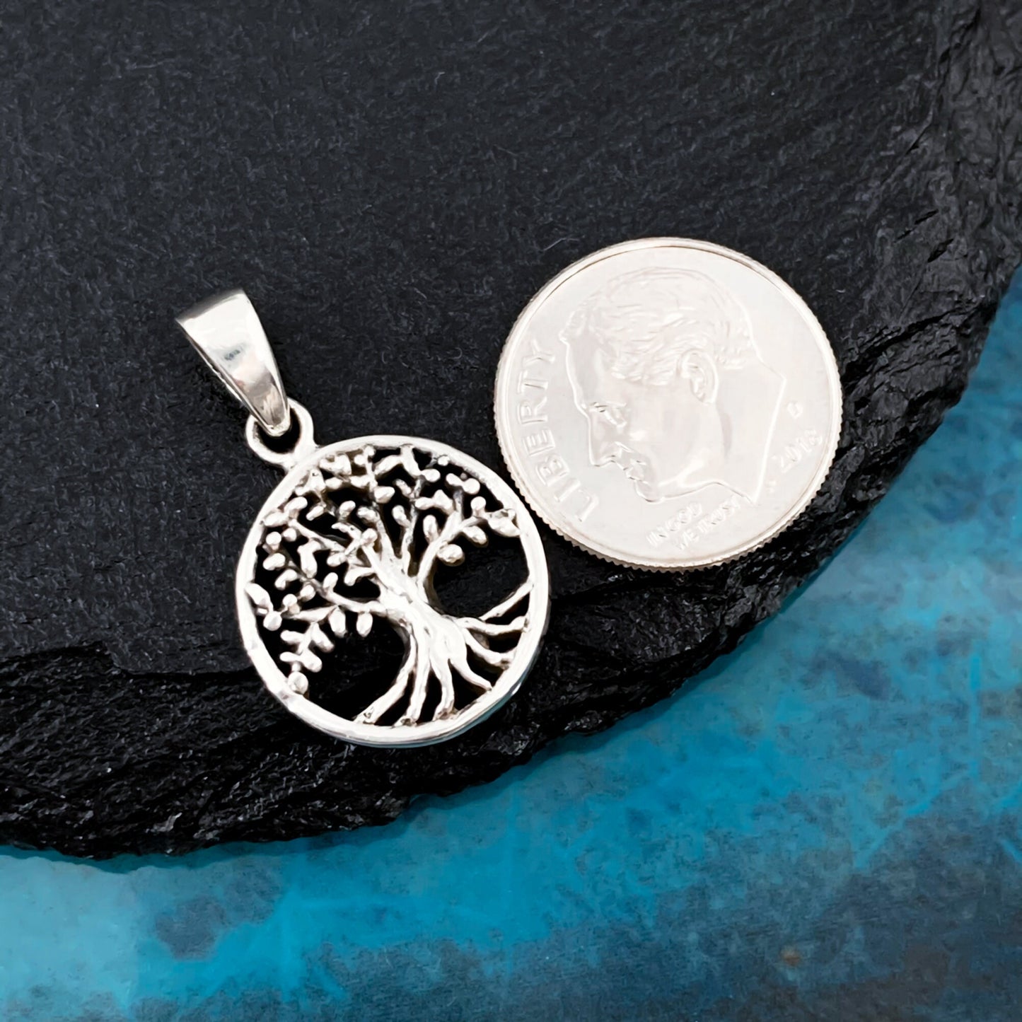 Sterling Silver Tree of Life Pendant, 16mm