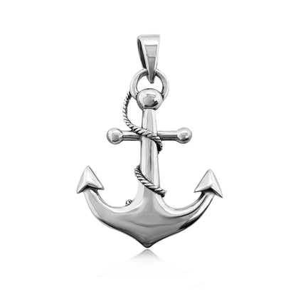 Sterling Silver Anchor Pendant, 32mm