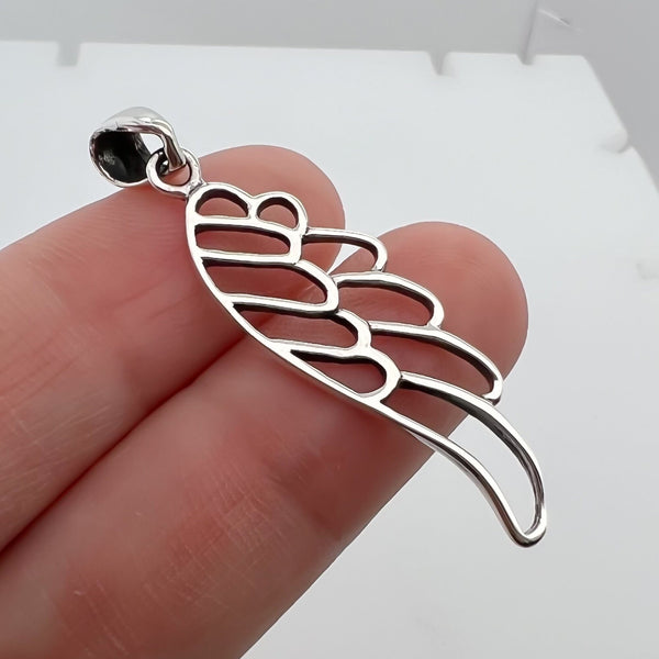 Sterling Silver Wing Pendant, 35mm