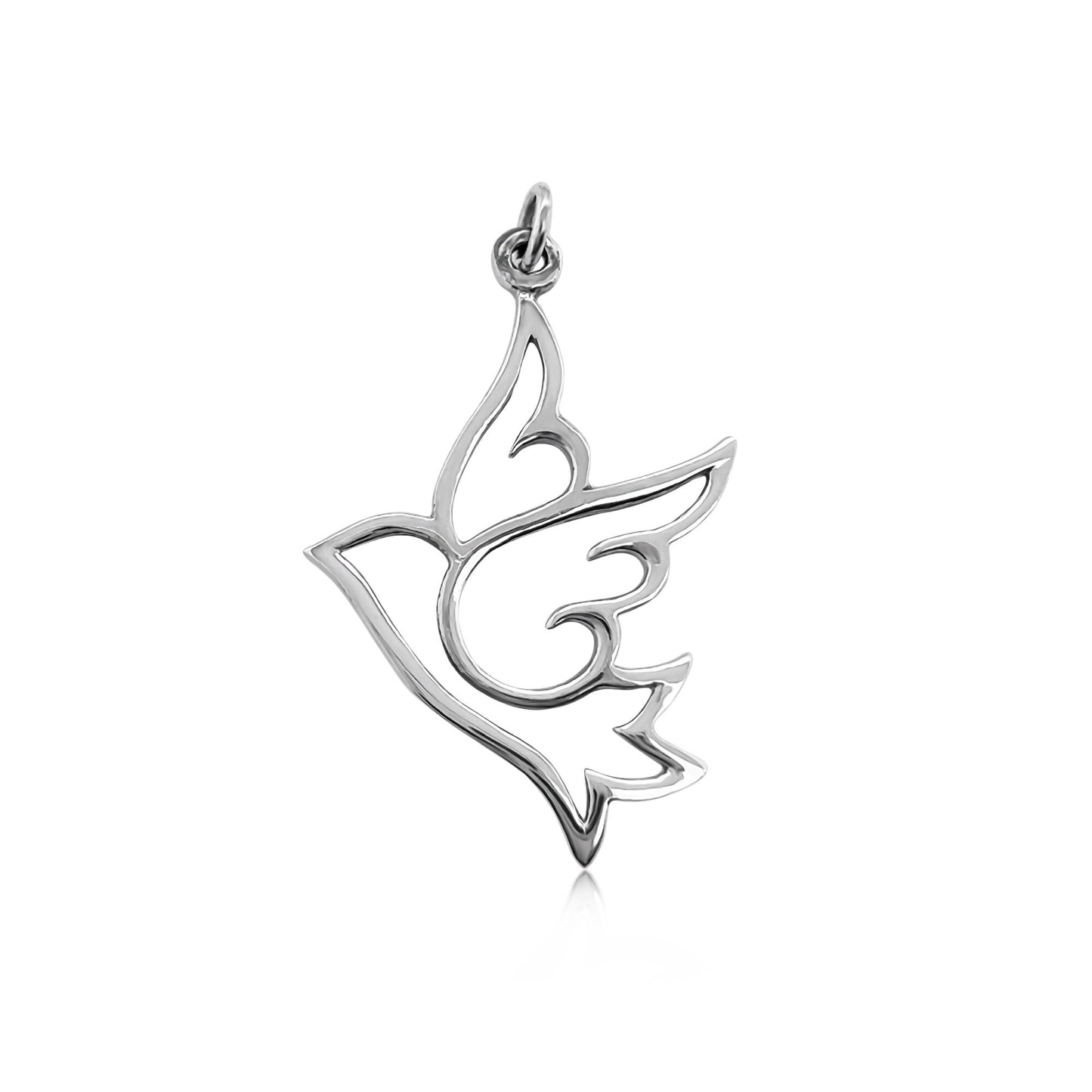 Sterling Silver Dove Pendant, 34mm