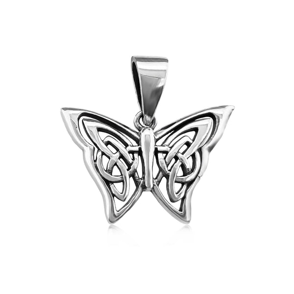Sterling Silver Butterfly Pendant With Oxidized Finish, 23mm