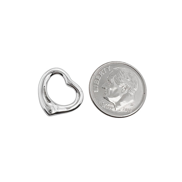 Sterling Silver Open Heart Open Heart Pendant, 15mm
