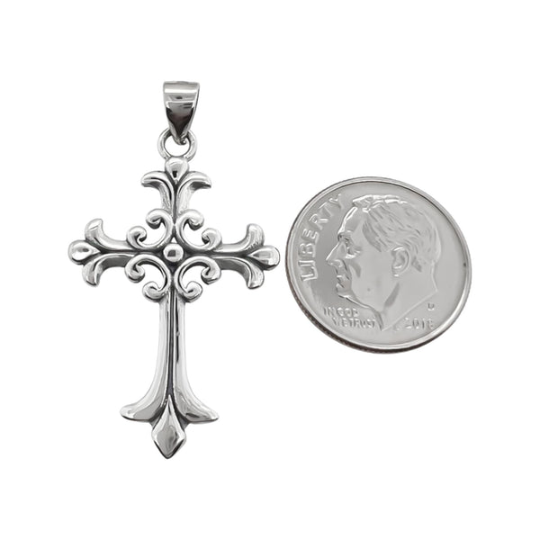 Sterling Silver Cross Pendant with Oxidized Finish, 33mm