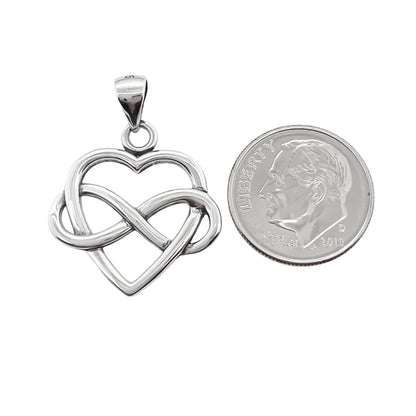 Sterling Silver Infinity Heart Pendant, 21mm