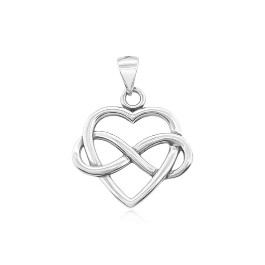 Sterling Silver Infinity Heart Pendant, 21mm