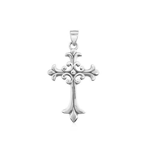 Sterling Silver Cross Pendant with Oxidized Finish, 33mm