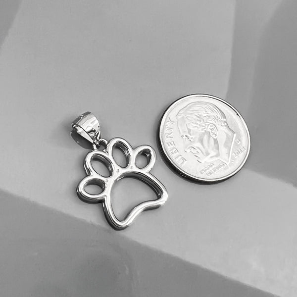 Sterling Silver Dog Paw Pendant, 17mm