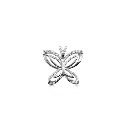 Sterling Silver and Cubic Zirconia Butterfly Pendant, 18mm