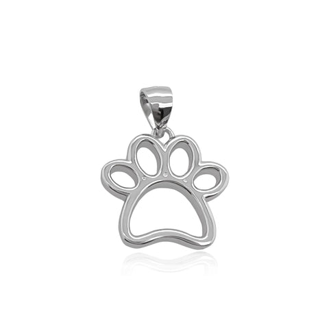 Sterling Silver Dog Paw Pendant, 17mm