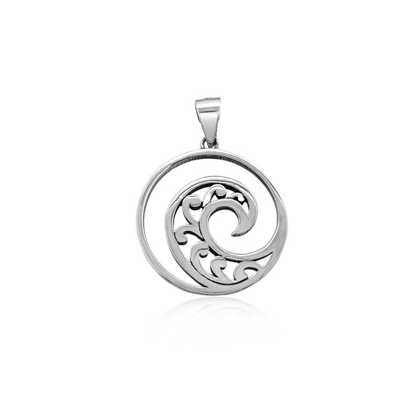 Sterling Silver Wave Pendant, 20mm