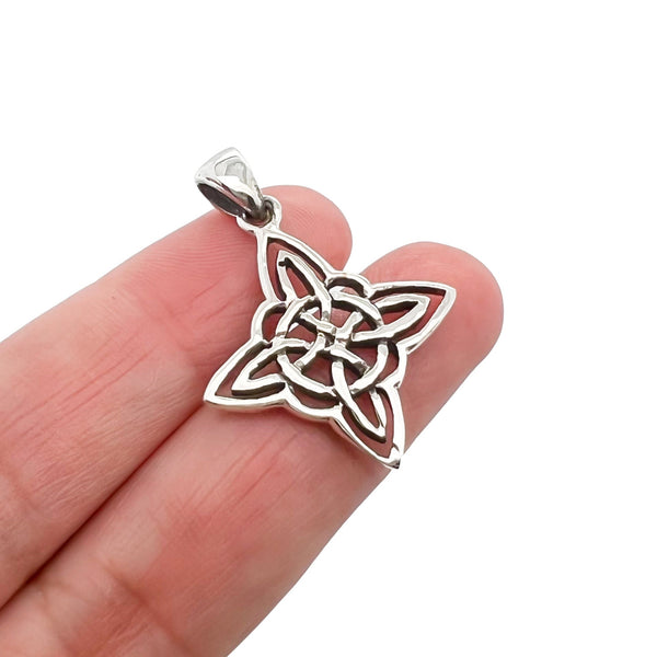 Sterling Silver Celtic Cross Pendant with oxidized finish , 24mm