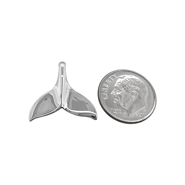 Plain Sterling Silver Whale Tail Pendant, 20mm