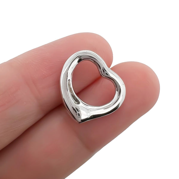 Sterling Silver Open Heart Open Heart Pendant, 15mm